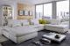 Alpine-X Modern U-Shape Leather Sectional Sofa with Bed & Storage in White