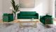 Casa Modern Velvet Living Room Set in Green/Gold