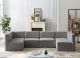 Quincy Velvet Modular Sectional Sofa in Grey