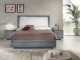 Nicole Bedroom Set with Upholstered Headboard in Grey with Light