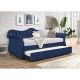 Abby Upholstered Velvet Daybed with Trundle in Blue