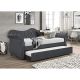 Abby Upholstered Velvet Daybed with Trundle in Gray