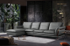 Pampa Leather Modern Sectional Sofa in Grey