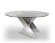 Greeley Modern Round Dining Table with Glass Top in Clear