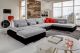 Alpine Modern 2-Tone U-Shape Fabric Sectional Sofa in Light Grey