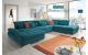 Alpine U-Shape Fabric Sofa with Bed/Storage in Teal