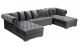 Ansonia Contemporary 3 Piece Velvet Sectional Sofa in Grey & Gold