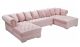 Ansonia Contemporary 3 Piece Velvet Sectional Sofa in Pink & Gold