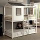 Benson Youth Transitional Twin Bunk Bed in White & Gun Metal