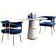 Chelmsford Round Dining Room Set with Derby Chair in White/Navy