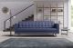 Turin Leather Living Room Set in Spessorato Blue Prussia