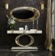 Almeria Modern Console Table in High Gloss Ivory & Gold