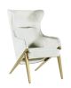Prescot Modern Velvet Lounge Chair in Cream
