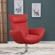 Rainford Italian Top Grain Leather Swivel Lounge Chair in Red