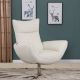 Rainford Italian Top Grain Leather Swivel Lounge Chair in White
