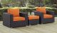 Convene 3 Piece Outdoor Patio Sofa Set in Espresso Orange