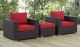 Convene 3 Piece Outdoor Patio Sofa Set in Espresso Red