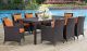 Convene 9 Piece Outdoor Patio Dining Set in Espresso Orange