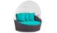 Convene Canopy Outdoor Patio Daybed in Espresso Turquoise