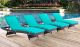 Convene Outdoor Patio Chaise in Espresso Turquoise (Set of 4)