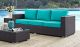 Convene Outdoor Patio Sofa in Espresso Turquoise
