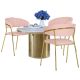 Kurgan Round Dining Room Set with Milton Chair in White-Gold/Blush