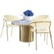 Kurgan Round Dining Room Set with Milton Chair in White-Gold/Cream