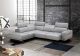 Davenport Premium Leather Sectional Sofa in Light Grey