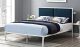 Della Upholstered Fabric Bed in White Azure