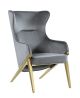 Prescot Modern Velvet Lounge Chair in Grey
