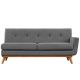 Engage Right Arm Upholstered Fabric Loveseat in Gray