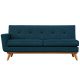 Engage Left Arm Upholstered Fabric Loveseat in Azure
