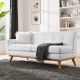 Engage Left Arm Upholstered Fabric Loveseat in White