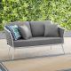 Stance Outdoor Patio Aluminum Modern Loveseat in White Gray