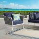 Stance Outdoor Patio Aluminum Modern Armchair in White Navy