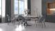 Fondi Ceramic Dining Table with Modena Grey 4 Chairs Dining Room Set