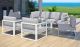 Fortuna 8 Piece Outdoor Patio Sectional Sofa Set in White Gray