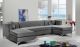 Graham Velvet 3 Piece Sectional Sofa in Grey & Chrome