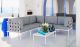 Harmony 6 Piece Outdoor Patio Aluminum Sectional Sofa Set in White Gray