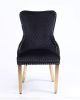 Eden Transitional Velvet Chair in Black/Gold