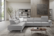 Denver Leather Sectional Sofa in Light Grey