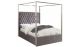 Meridian Porter Canopy Bed in Grey Velvet