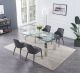 Moda Modern Dining Room Set with San Francisco Chair in Clear/Grey
