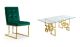 Pierre Dining Room Set in Rich Gold & Green