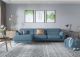 Ronda Modern Fabric L-Shape Sectional Sofa in Midnight Blue