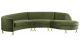 Serpentine 3 Piece Velvet Sectional Sofa in Olive