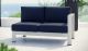 Shore Right-Arm Corner Sectional Outdoor Patio Aluminum Loveseat in Silver Navy