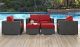 Sojourn 5 Piece Outdoor Patio Sunbrella Sectional Set in Canvas Red
