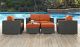 Sojourn 5 Piece Outdoor Patio Sunbrella Sectional Set in Canvas Tuscan