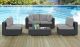 Sojourn 5 Piece Outdoor Patio Sunbrella Sectional Set with Table in Canvas Gray